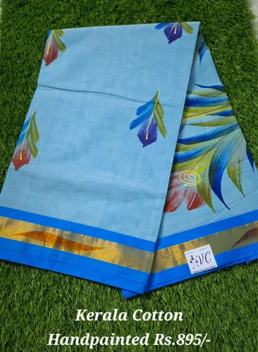 Kerala Cotton Hand Printed Sarees